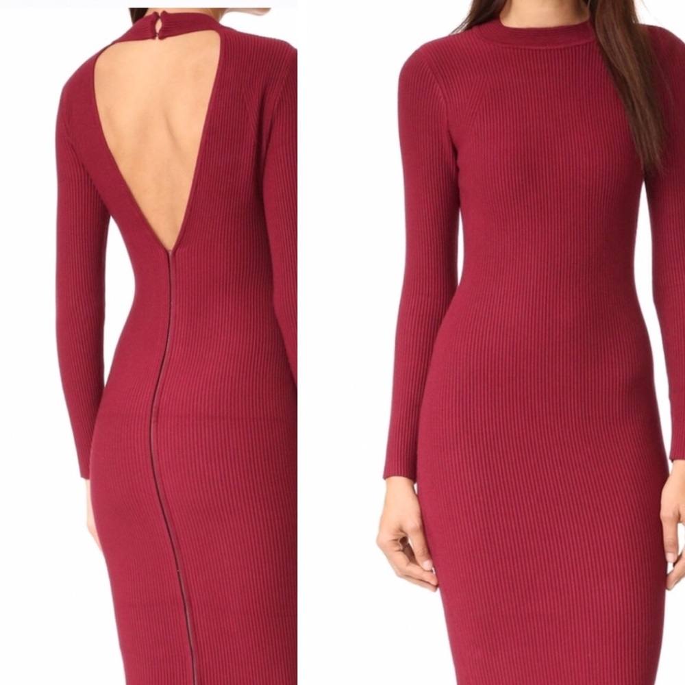 Rebecca Minkoff Ribbed Knit Cutout Zip Back Dress